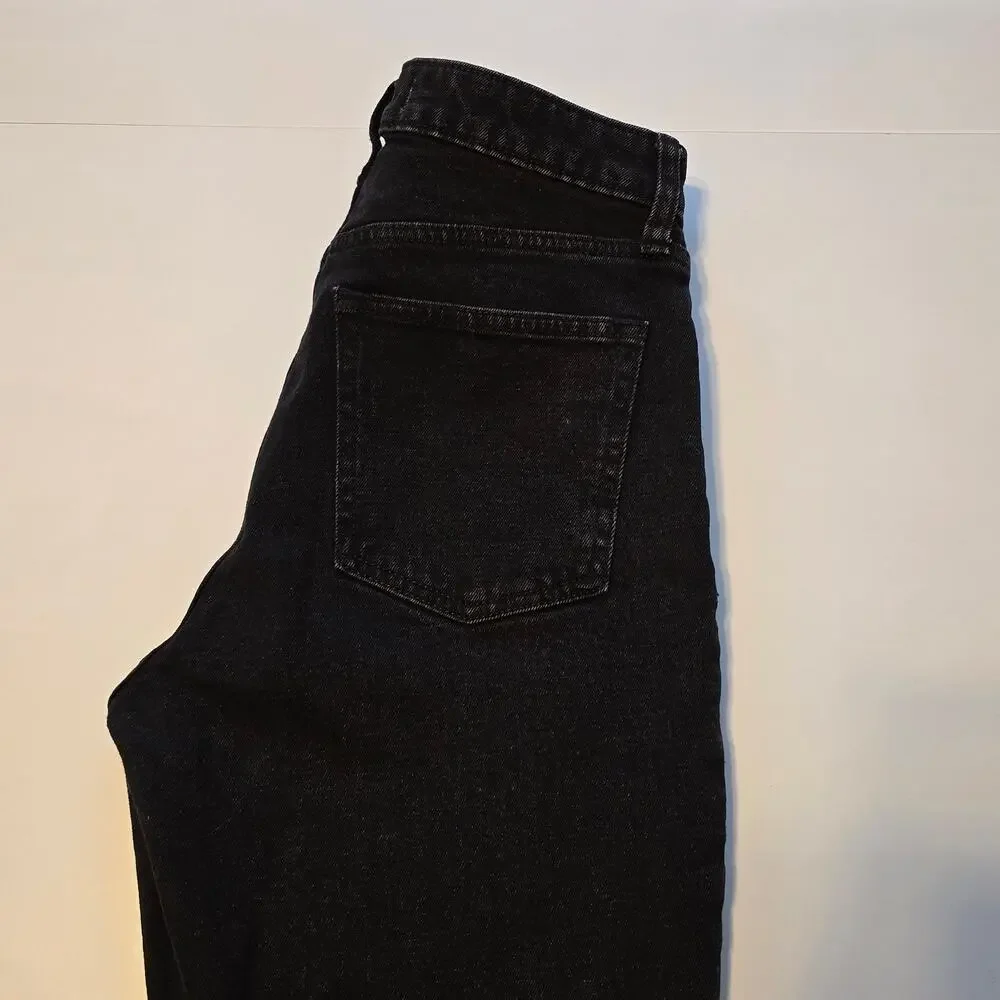 Abercrombie & Fitch Curve Love Jeans Womens 2R Black Skinny High Rise Split Hem